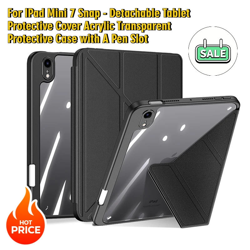 

For IPad Mini 7 Snap - Detachable Tablet Protective Cover Acrylic Transparent Protective Case with A Pen Slot