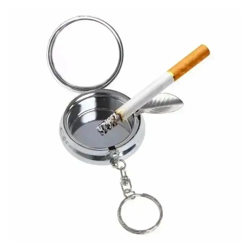 Cenicero portátil de acero inoxidable con llavero para bolsillo