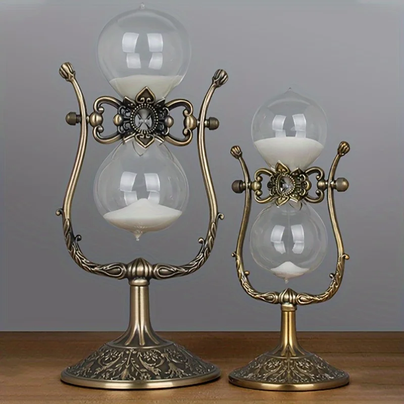 Vintage-Elegant Glass Hourglass Timer – U-Shaped Design with Hand-Carved Metal Bracket | Decorative Sand Timer for Living Room, Office & Study | No Batteries or Electricity Required | Thoughtful Gift for Valentine’s Day, Anniversaries & Everyday Moments view 6