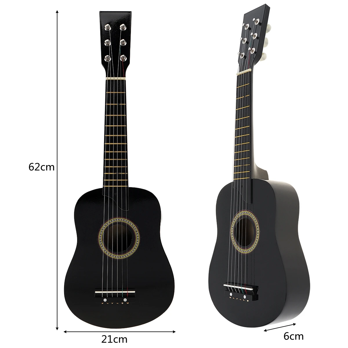 25 Inch Acoustic Guitar Black Basswood Adults Guitarra with Pick Strings Musical Instrument Gifts for Beginner