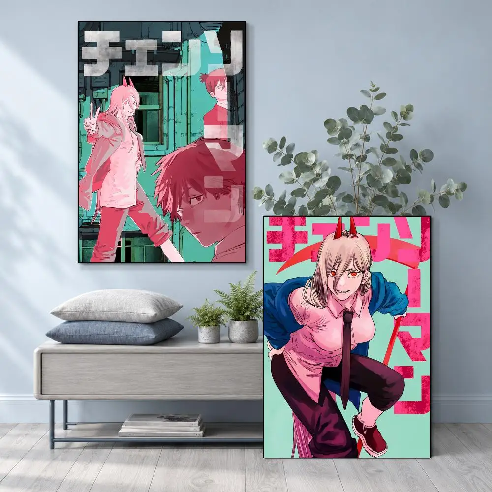 Expressive Anime C-Chainsaw Man Manga Style Makima Poster Frameless PP Self Adhesive Aesthetic Room Gift Decor