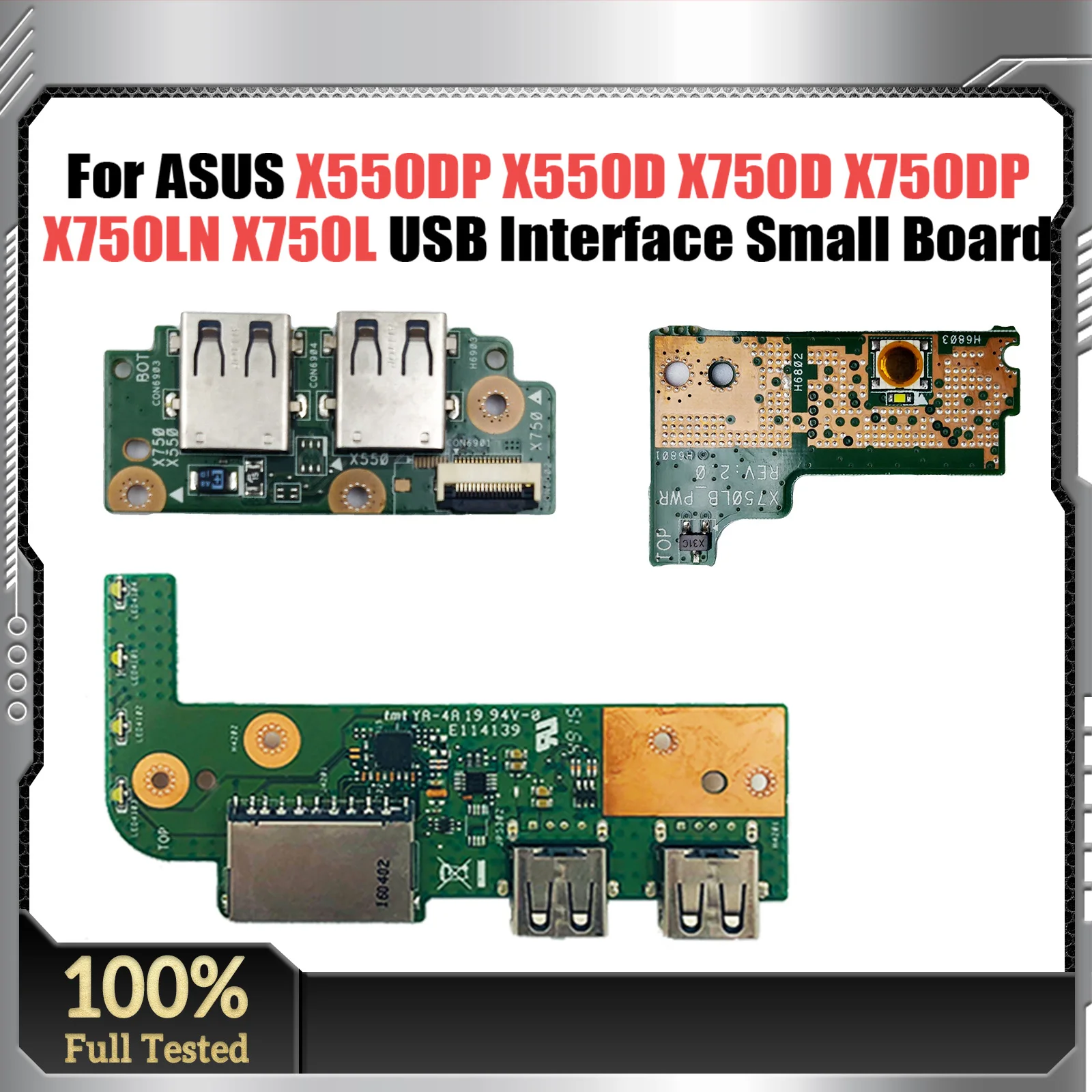 

For ASUS X550DP X550D X750D X750DP X750LN X750L X756U X756UX X756UA USB interface small board tested good