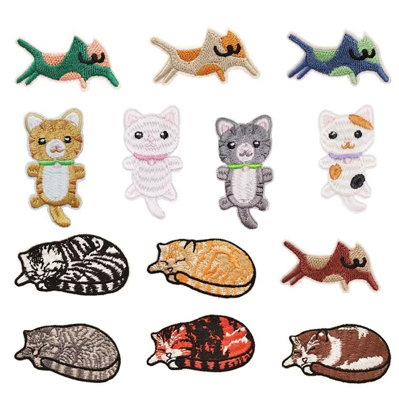 Cartoon Patch DIY Animation Cat Ironing Adhesive Cloth Tape Ragged Clothes Patch Embroidery Iron on Patches Parches