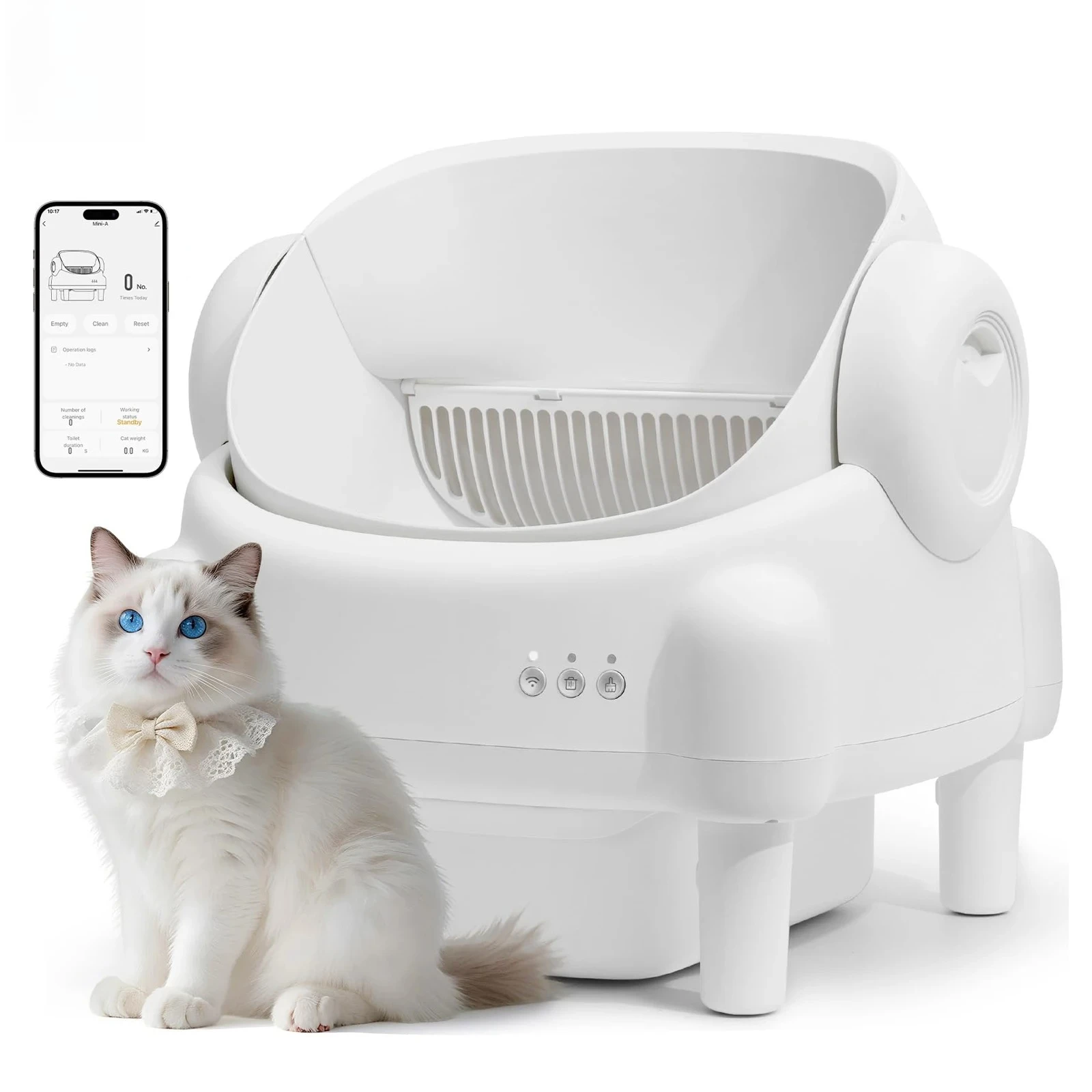 2025 New Trends Self Cleaning Litter Box Open Top Design Automatic Cat Litter Box with App Control Safety Protection