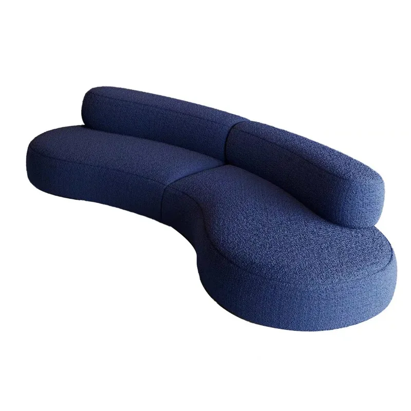 

Compression sofa 2025 new lamb wool curved moon Italian high-end multi-person