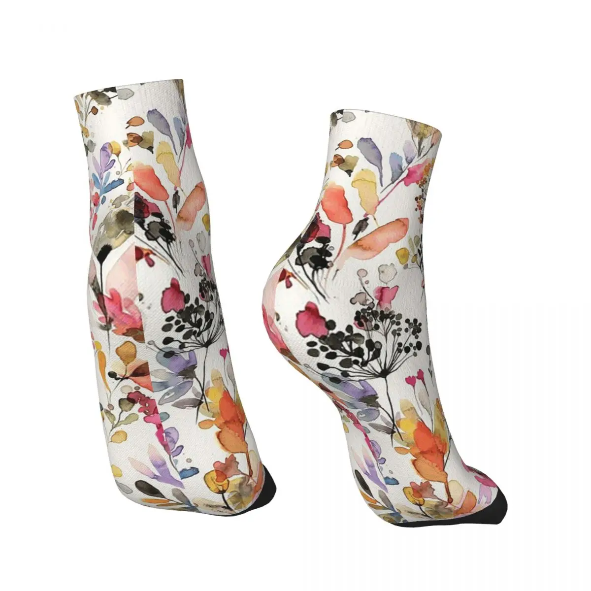 الزهور والنباتات البرية الألوان المائية-الطبيعة البرية النباتية طباعة الجوارب جوارب Harajuku جميع المواسم الجوارب اكسسوارات للجنسين