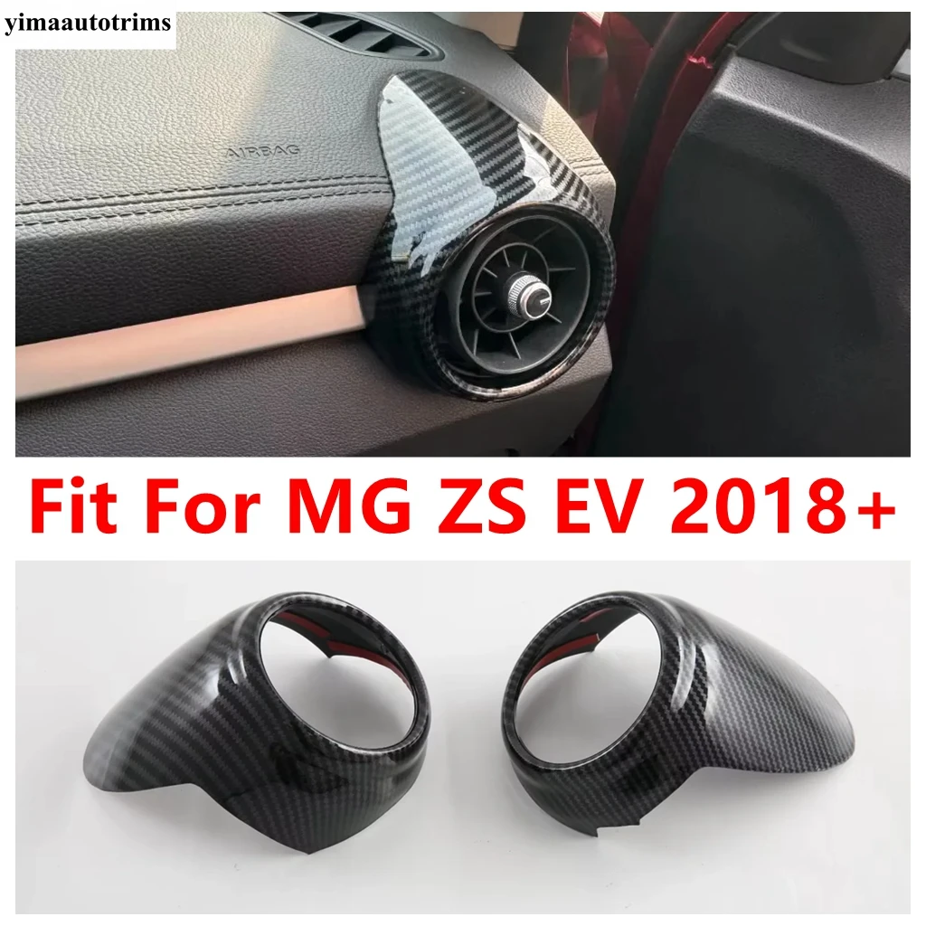 

For MG ZS EV 2018 - 2024 LHD RHD ABS Carbon Fiber Front Side Dashboard Air Conditioning Outlet AC Vent Frame Cover Trim Interior