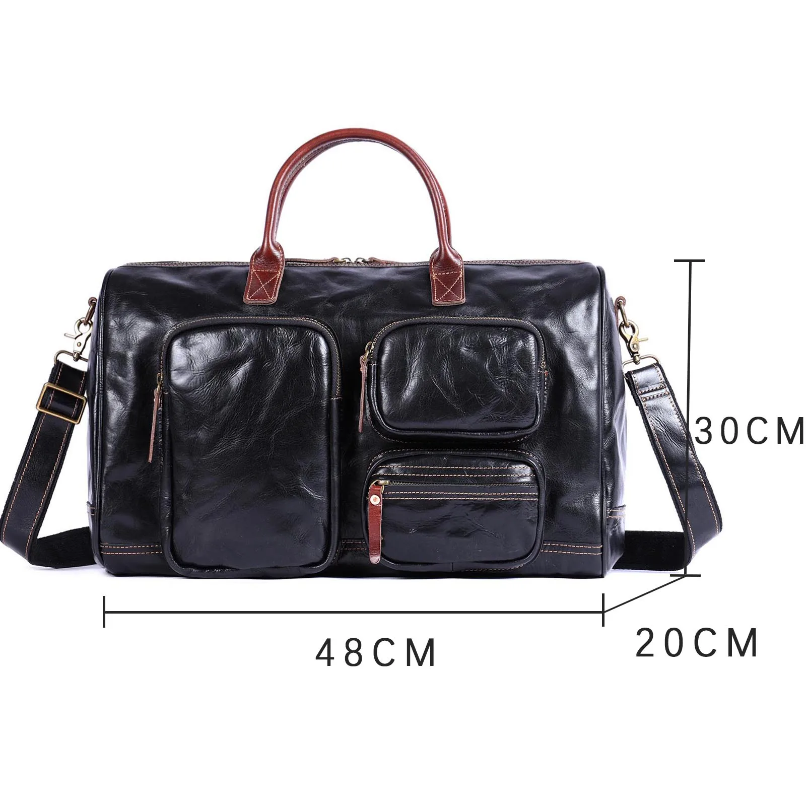 S.WORKER Vintage Echtleder-Reisetasche Italienische Rindsleder-Reisetasche Herren-Weekender-Tasche Sporttasche Handgepäck – Detail 3