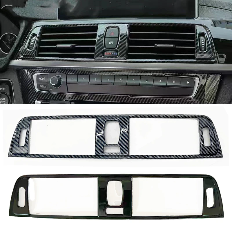 Decoración embellecedora de ventilación de aire acondicionado de consola central de estilo de fibra de carbono para BMW Serie 3/4, 2012-2019, 3GT,