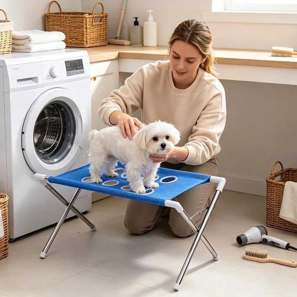 Faltbarer Hunde-Bade- und Pflegehocker, Hängematte für Hunde und Katzen, Hilfsmittel zum Schneiden der Krallen, Netz-Bade- und Trockentisch für kleine Haustiere. – Detail 1