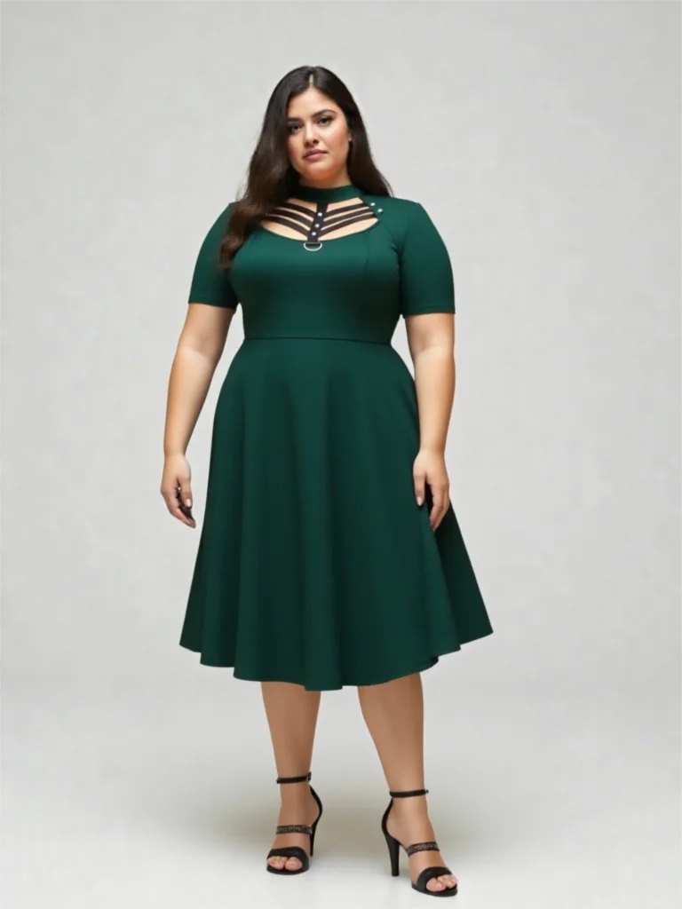 Plus Size Dresses Gothic D-ring PU Leather Panel Ladder Cutout Mini Dress Summer Short Sleeves Solid Color Vestidos 5XL