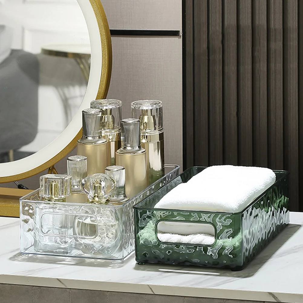 

3Pcs Storage Organizer Vanity Tray Bathroom Countertop Makeup Holder Double Handle Organizer Multipurpose Desktop