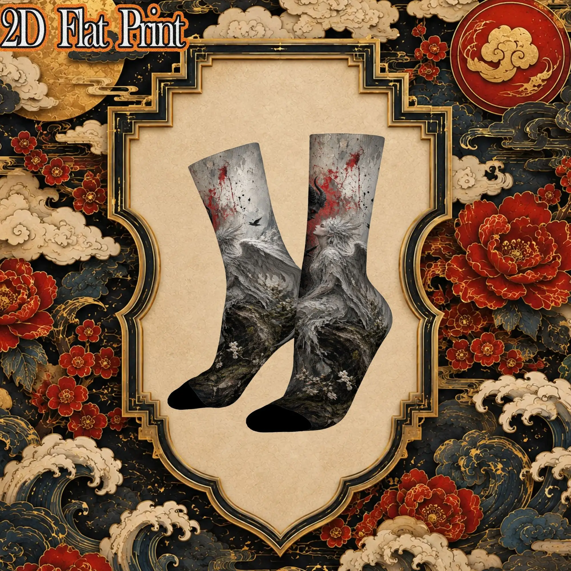 Angle And Demon Vintage  Hip Hop Novelty Casual compression Creative Sock Sports Socks