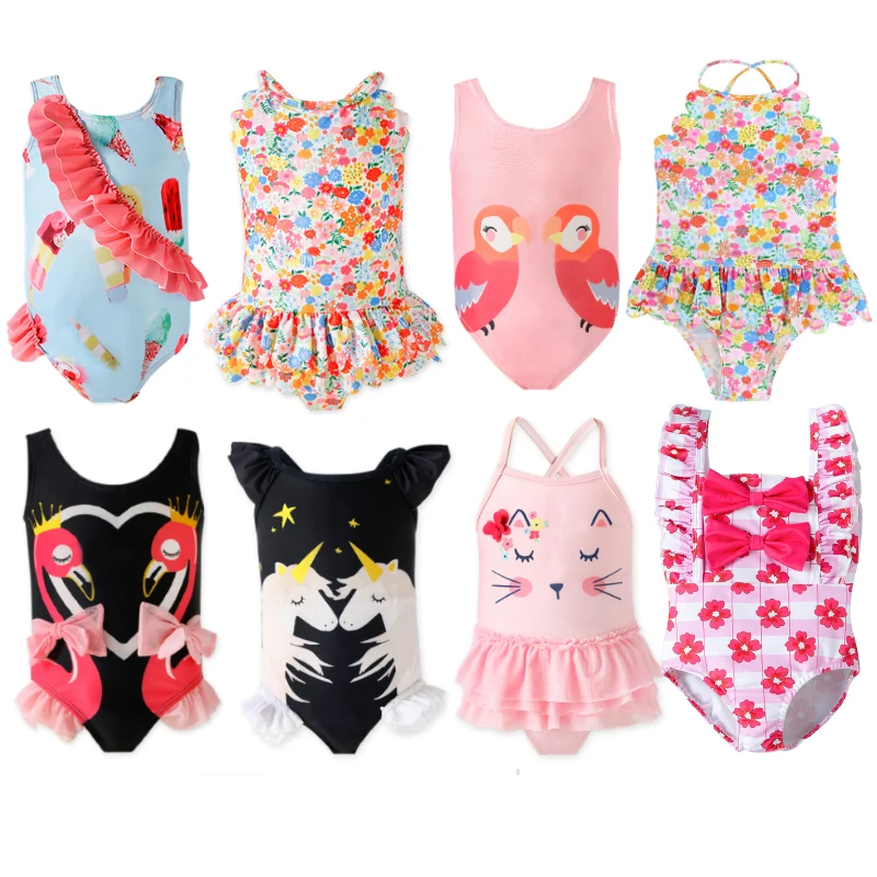 1pcs random girl swimsuit cartoon sunscreen baby girl cute hot spring children\'s swimsuit children\'s accessories