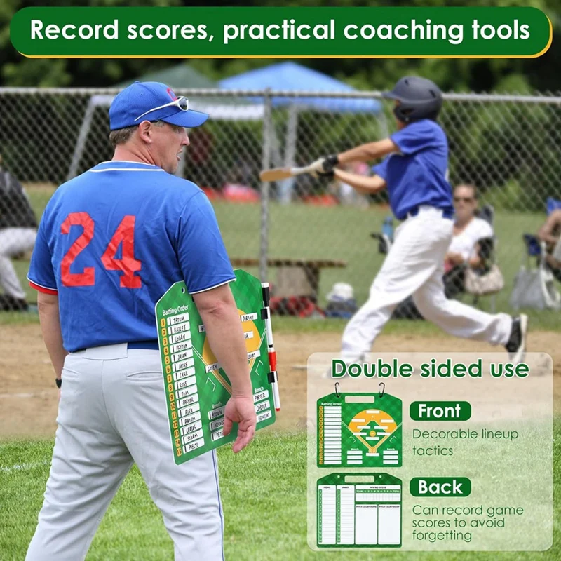 Magnetic Baseball Lineup Board, Dry Erasecoach Lineup Board, Reusable Softball Lineup Board For Baseball Coaching