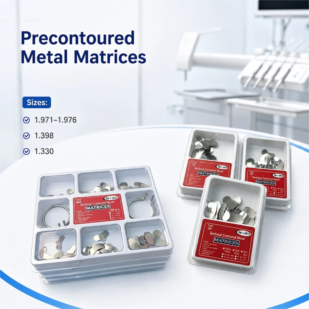 Dental Contoured Sectional Matrix Bands with Metal Rings, Mixed Sizes 1.971-1.976 1.398 1.330, Restorative Forming Instrument