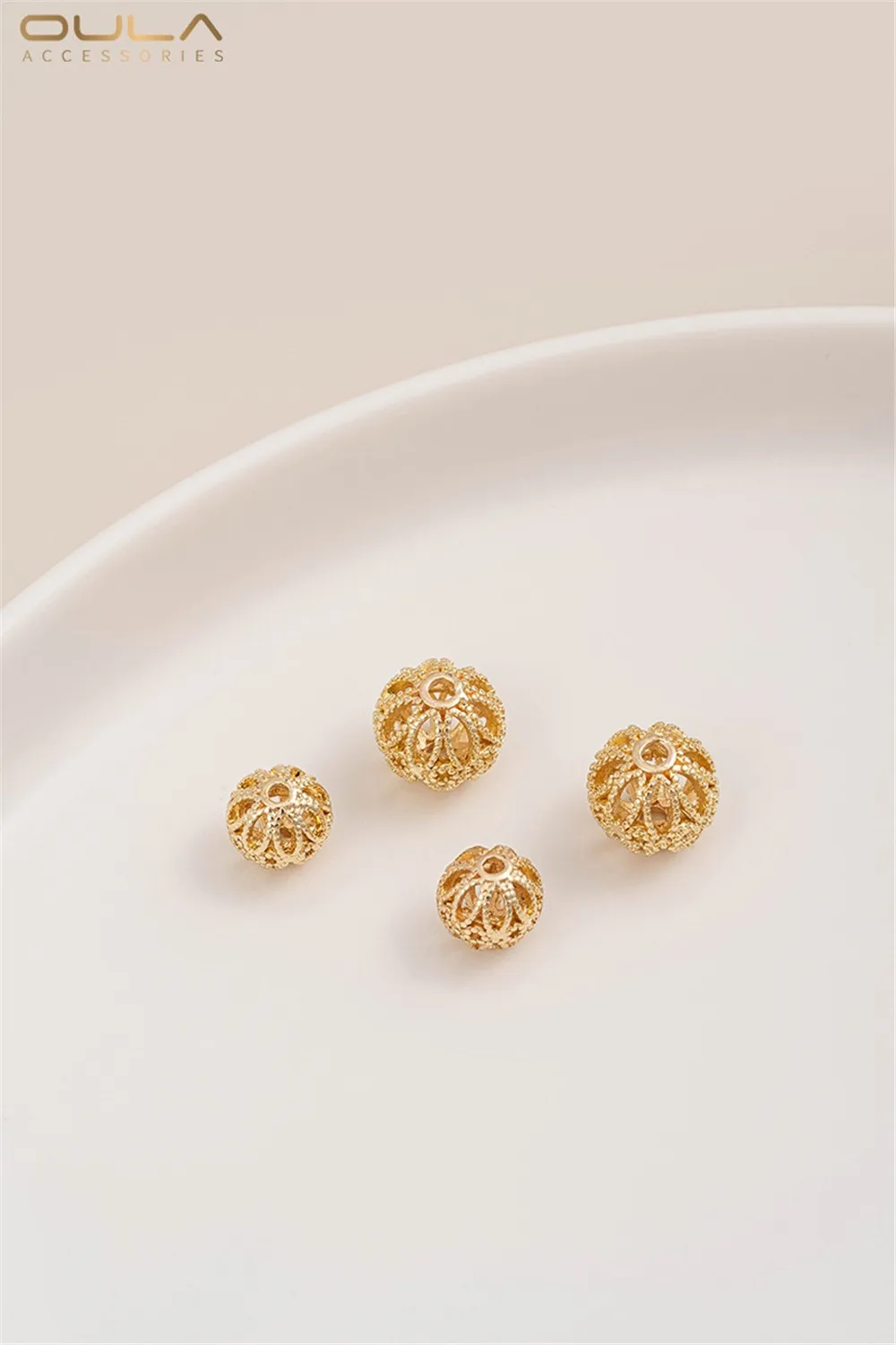 

1pcs 14K Gold-plated Hollowed-out Flower Balls Embroidered Balls Spacer Beads Diy Handcrafted Accessories Loose Bead Materials