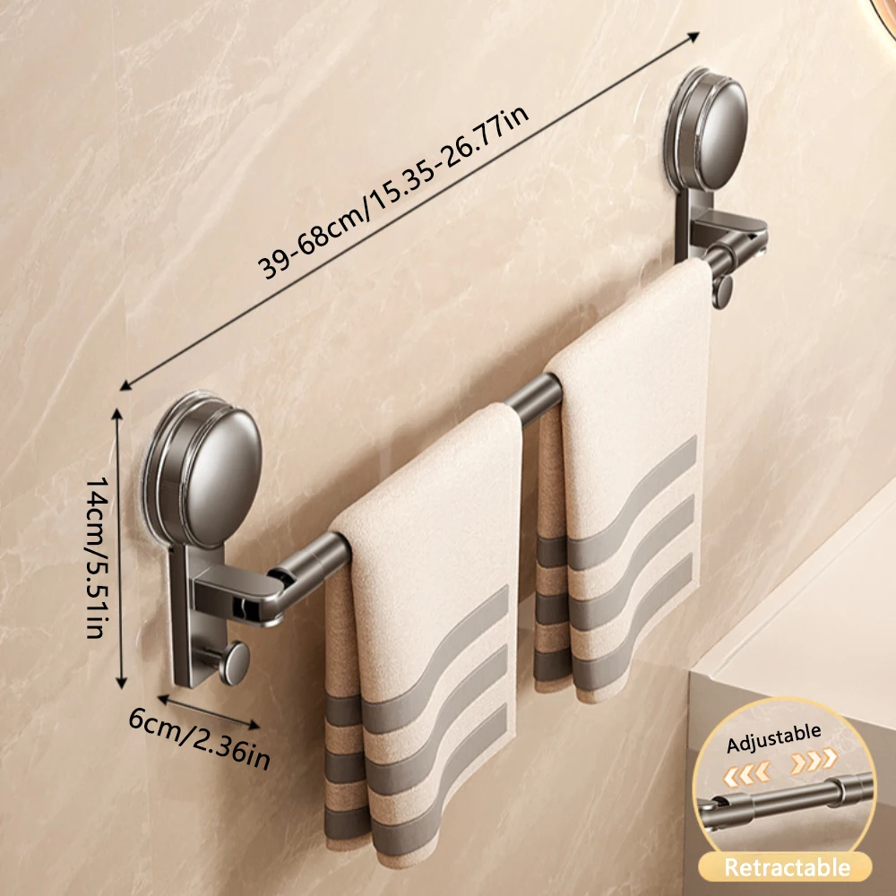 Suction Cup Towel Rack Freely Extendable Foldable Towel Bar Adjustable Wall Mount Bath Storage Organizer Bathroom Accessories