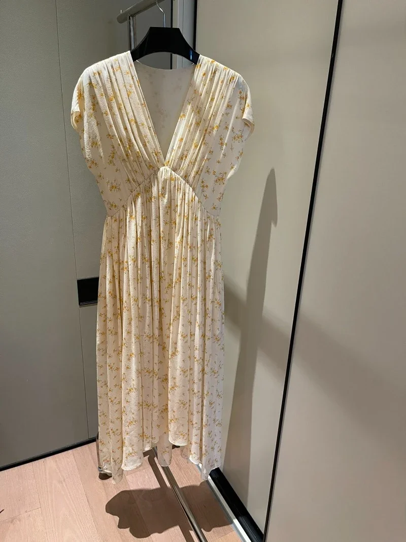 

Top Quality Silk Fabric Floral Printing Prairie Chic 2024 Spring Summer Woman Dress
