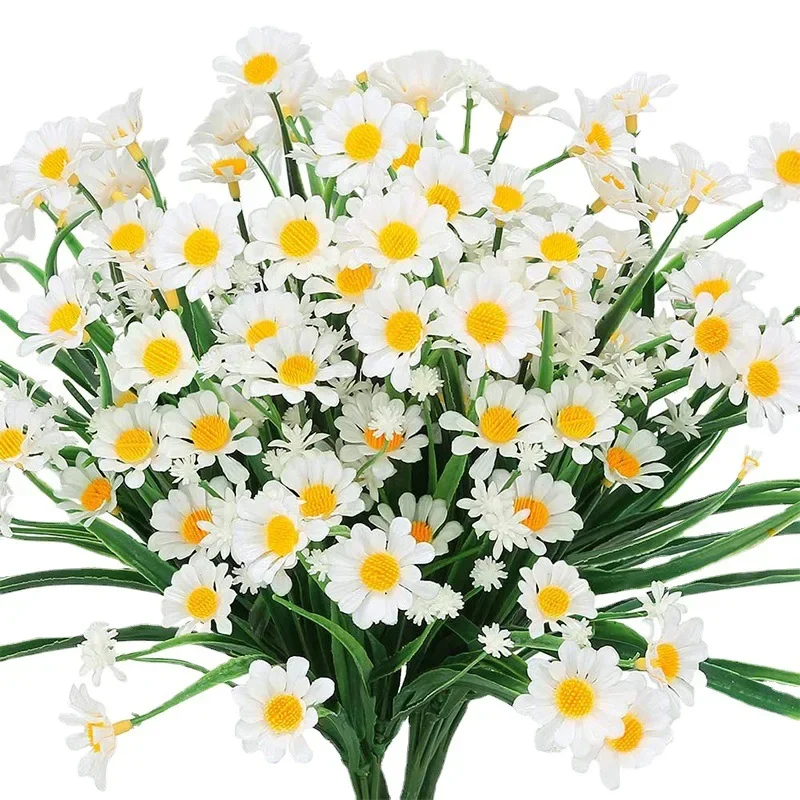 35cm Artificial Flower Daisy Anti-UV Non-fading Plastic Plant Home Decoration Window Outdoor Plastic Flower Wedding Decorations