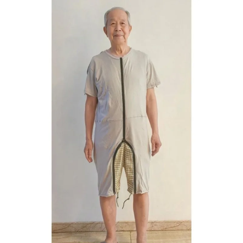 ‌ Ropa de una pieza para el cuidado de los ancianos, mono a prueba de rasgar, pantalones resistentes a desgarros, vestido de lactancia, ropa de dormir antitiramiento, ropa de dormir acanalada para adultos Home7