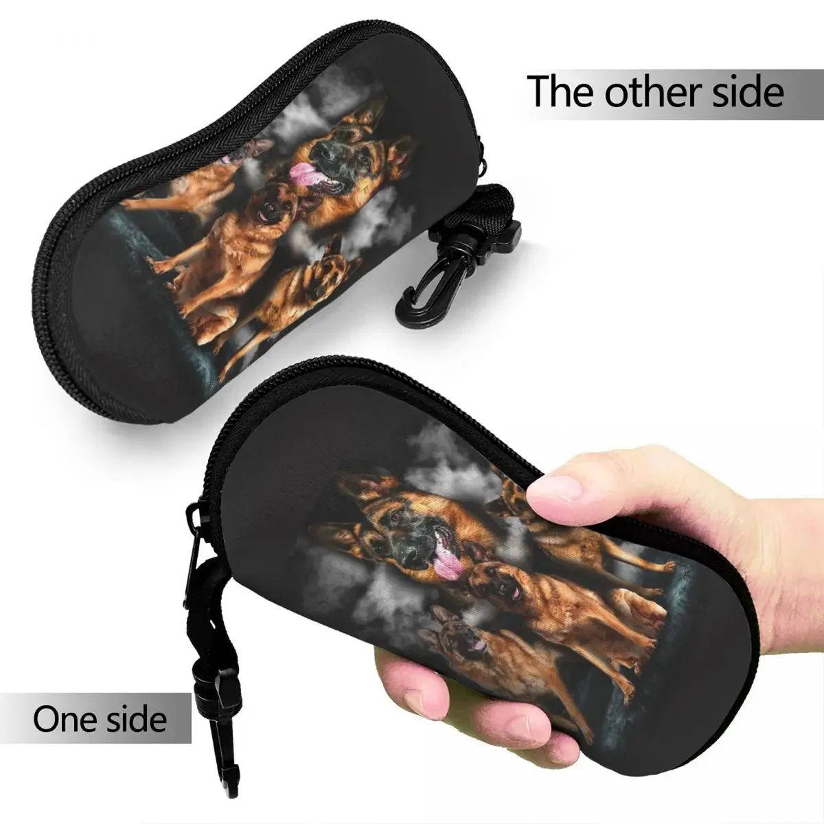 German Shepherd Dog Glasses Case Unisex Anti-Fall Zipper Gsd Lover Animal Reading Protector Print Eye Contacts Case