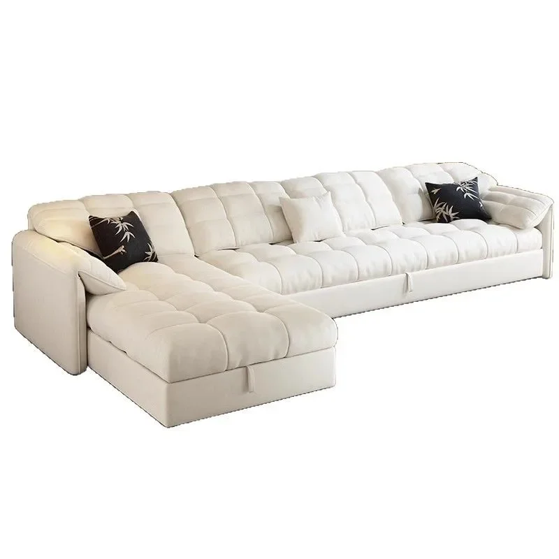 

Fabric sofa elephant ears sofa bed integrated dual-purpose multi-function straight row pull-out bed with princess storage living