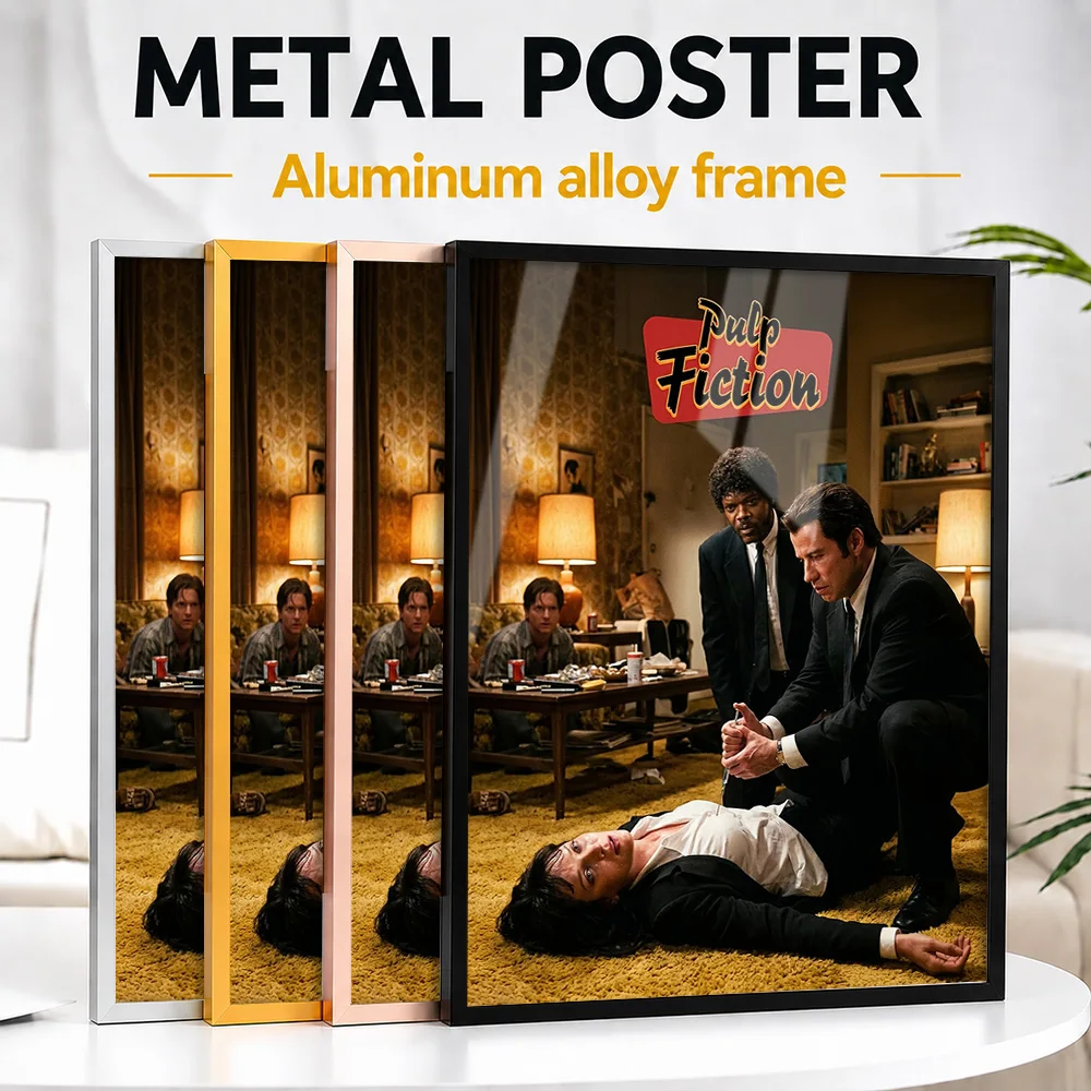 Pulp Fiction Movie Scene Metal Poster With Aluminum Alloy Frame Personalized Screen Tribute Wall Art For Entertainment Lounge