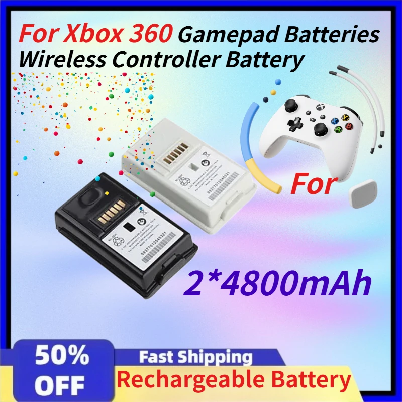 

2*4800mAh Rechargeable Battery Pack 3-in-1 Battery Charging Cable for Xbox 360 Gamepad Batteries Wireless Controller Battery