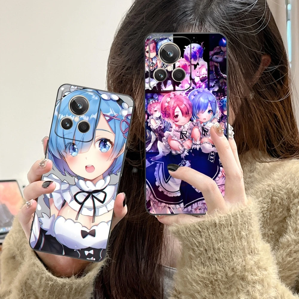 Re Zero Rem Girl Mobile Cell Phone Case for Realme GT 2 9i 8i 7i Pro X50 X2 C35 C21 C20 C11 C3 Black Soft Phone Cover Shell