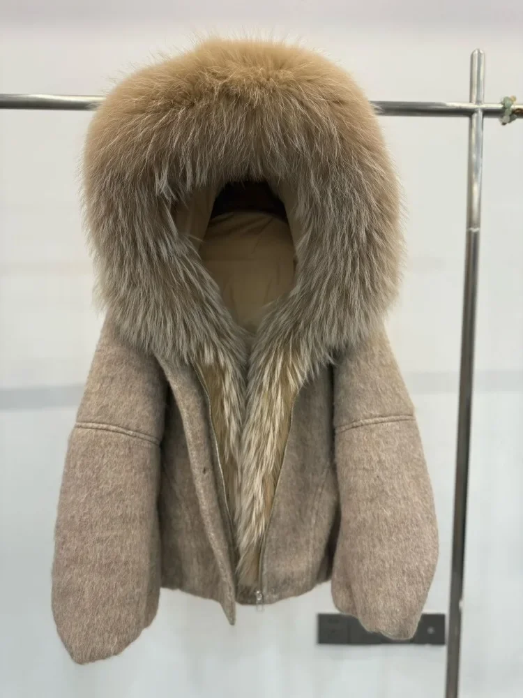 

Down Coats Woolen Jacket Women's Winter Down Jacket Fur Real Coat Goose Down Coats & Parkas Real Raccoon Fur Jacket Female