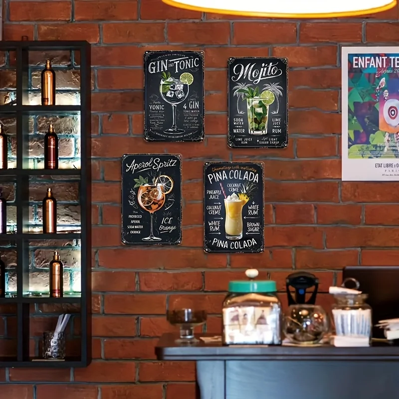 وصفة الكوكتيل العتيقة علامات القصدير المعدنية - 20.32 × 30.48 سم، ديكور فني جداري قديم للمنزل، المطبخ، البار، المطعم، المرآب، الحانة #2