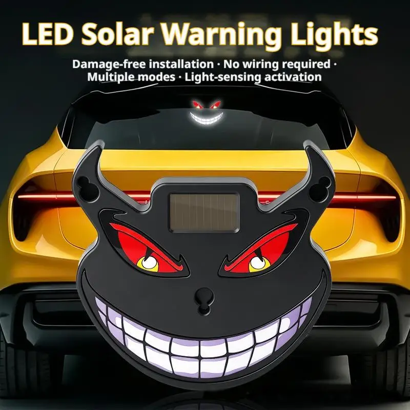 Solar Powered Car Expression Lamp Auto Warning Light High Brightness LED Dual Power Supply Suction Cup Light For Car Decor