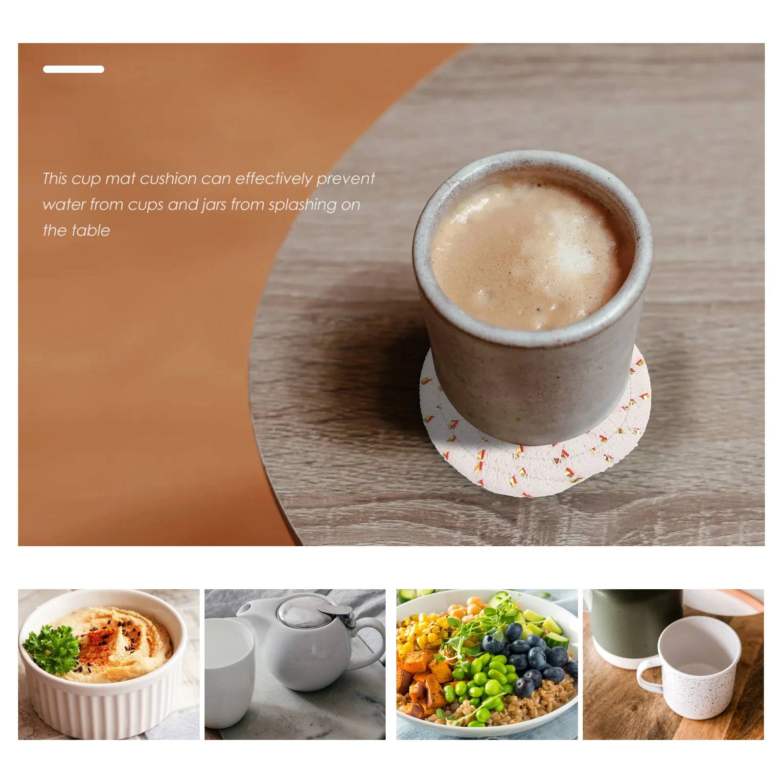 

8Pcs Round Cotton Woven Coaster Heat Resistant Non Slip Placemats for Coffee Table Dining Drinks Cup Mats Home Accessories