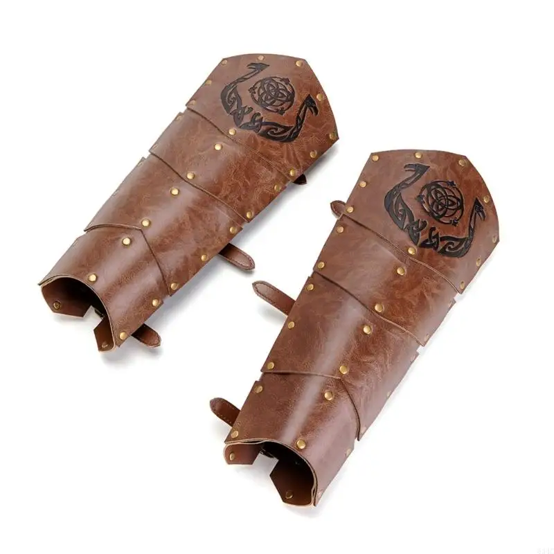 

634C Medieval Gaiters Knight Boot Covers Spats Faux Leather Leg Guards Ranaissance Costume Accessories for Women Men Gifts