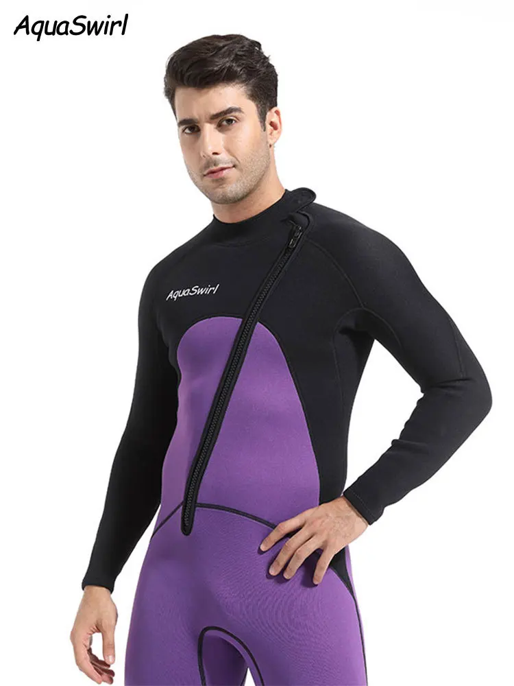 3mm Men\'s Scuba Dive Suit Neoprene Swimsuit Front Zip Wetsuit Keep Warm Diving Surfing Snorkeling Kayaking Full Body Swimwear