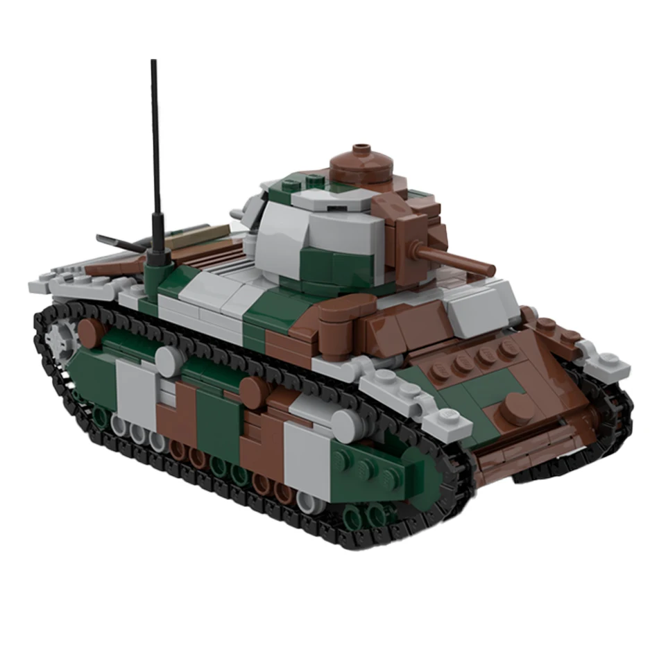 WW2 France Military Vehicle Serie Renault D2 Main Battle Tank MOC Building Block Model Brick Kit Children\'s Initiation Toys Gift