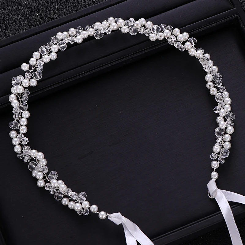 Handmade Bridal Headband Crystal Pearl Headdress Bridal Hair Accessories Wedding Headband Bridal Headdress Princess Hair Strap image 2