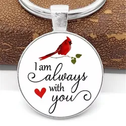 1pc Northern Cardinal Bird Keychain I Am Always With You Key chain Gifts For Mom Dad Lover Metal Keyring