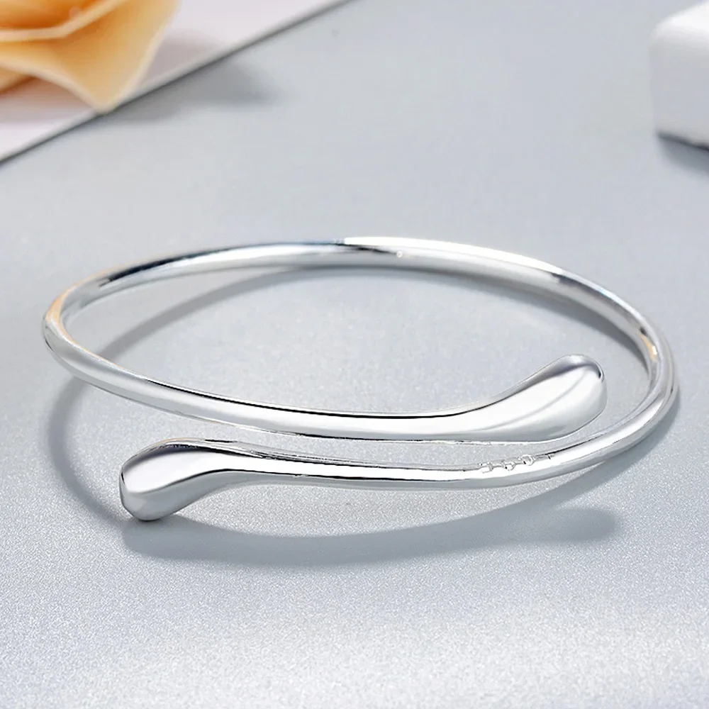 

Charm 925 Sterling Silver Bracelets for Women fine Water droplets bangles lady Fashion Wedding Party Christmas Gift Jewelry