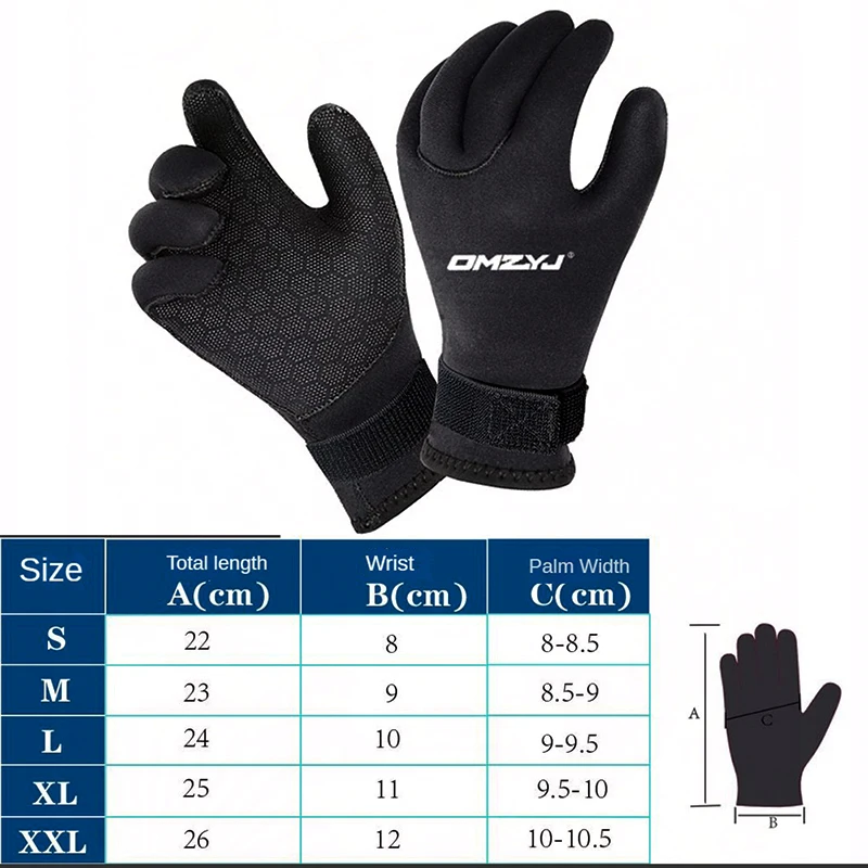 1 Pair 5mm Neoprene Swimming Scuba Diving Gloves for Men Anti-Slip Keep Warm Snorkeling Surfing Skiing Water Sports Gloves