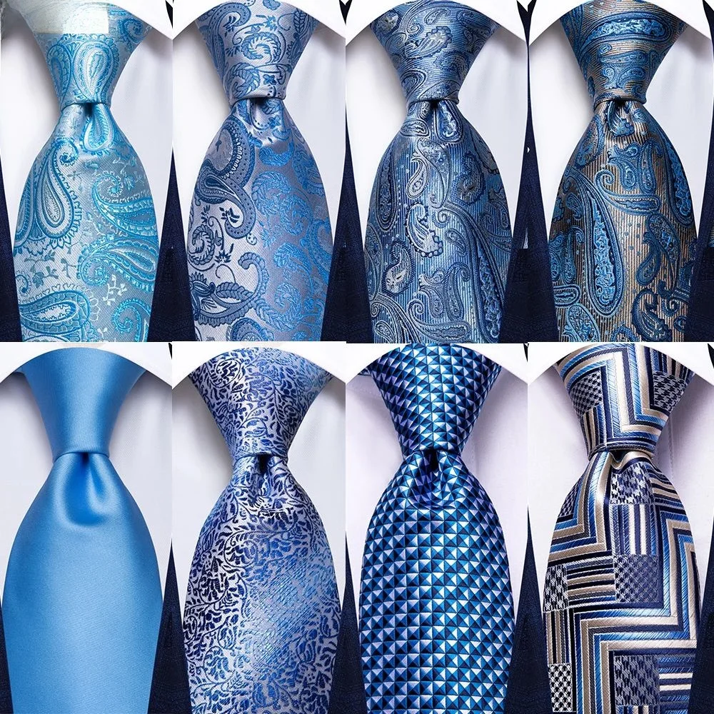 Silk Tie Striped - ربطة عنق حريرية مخططة زرقاء فاتحة