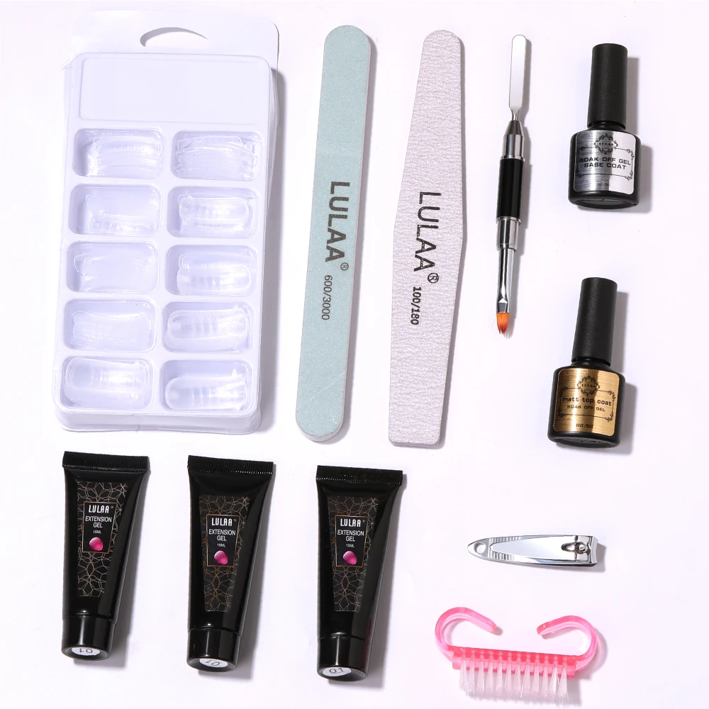 HALAIMAN Complete Gel Nail Kit Extension Gel Nail Art Set With Uv Led Lamp Fake Finger Quick Building Mold Nail Accessories Tool