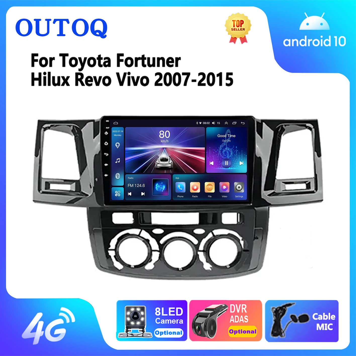 For Toyota Fortuner HILUX Revo Vigo 2007-2015 Multimedia Video Player Android 13 2din Stereo GPS Carplay Car Radio Carplay