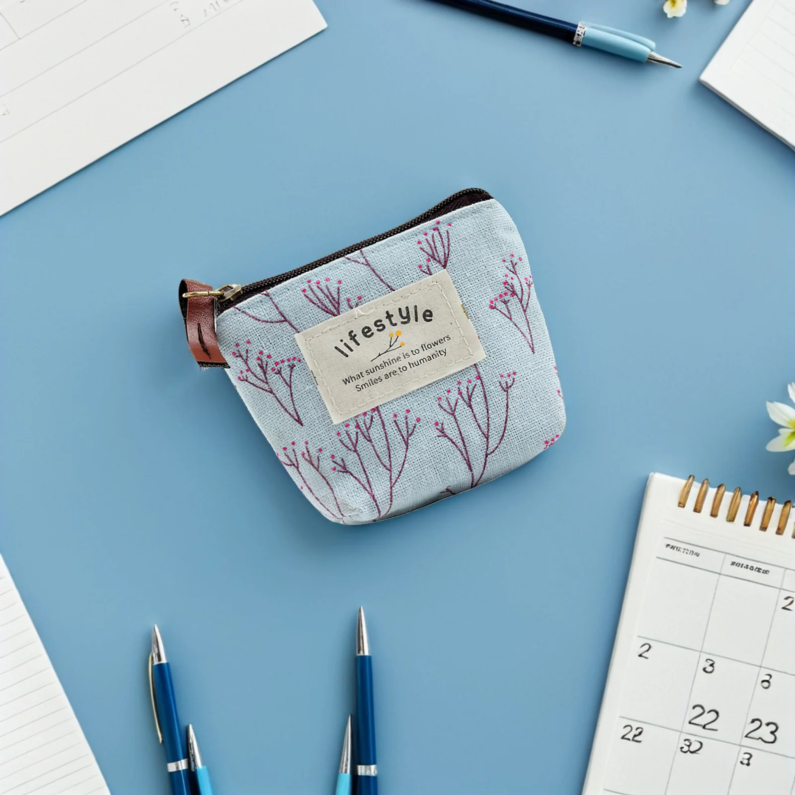 

4 pcs Canvas Coin Purses Cute Cartoon Print Zipper Change Pouch For Women Mini Wallet Canvas Storage Bag