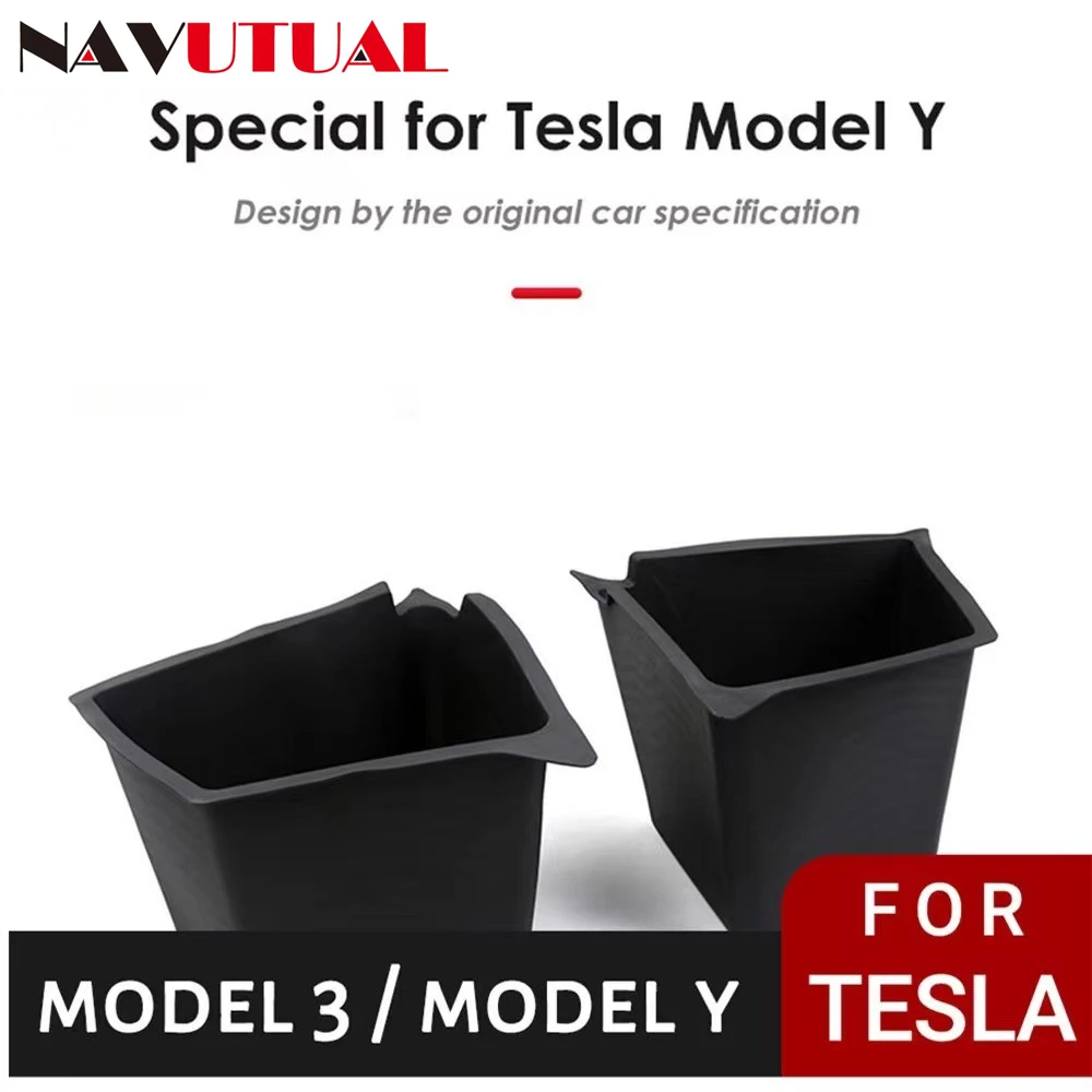 Car Trunk Side Storage Box Under Seat Organizer Flocking Mat Partition Board Stowing Tidying For Tesla Model Y 2020-2022