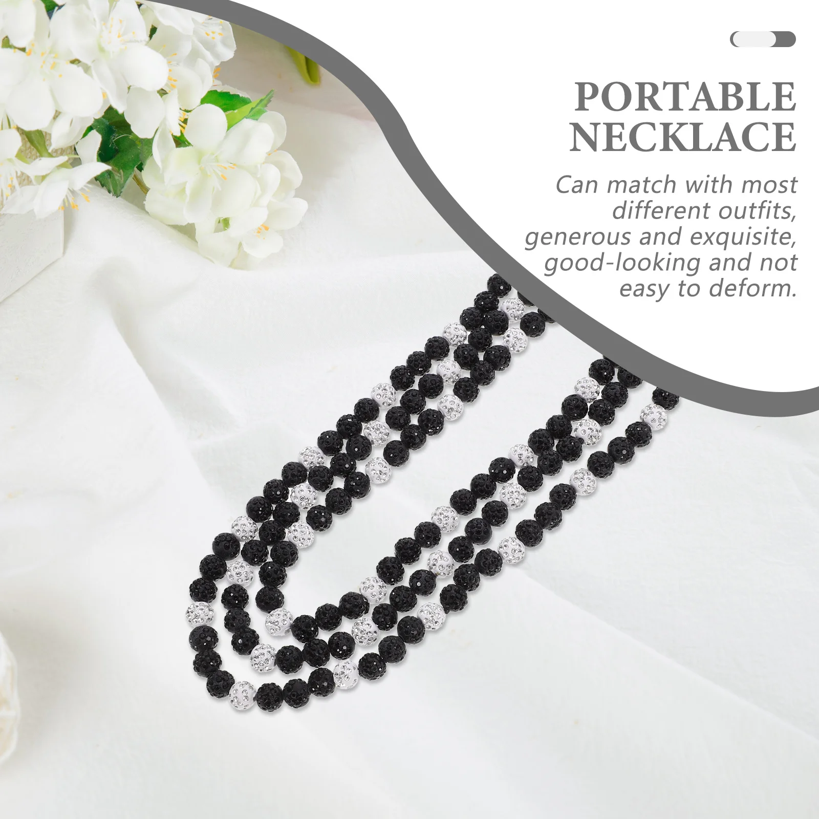 

3Pcs Rhinestone Bead Necklace Set Trendy Beaded Jewelry for Men Stylish Male Neck Chain Cool Decorative Necklaces