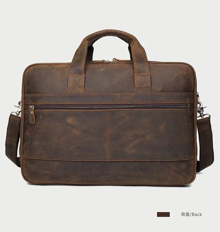 High Quality Genuine Leather Men Briefcase Business Bag Crazy Horse Leather Large 17'inch Laptop Bag Male Portfolio Office Case