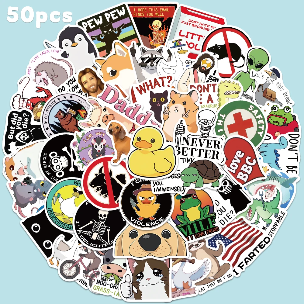 50 Stück lustige Tier-Aufkleber, Cartoon-niedlicher Aufkleber für Laptop, Gepäck, Gitarre, Skateboard, Computer, Telefon, Aufkleber