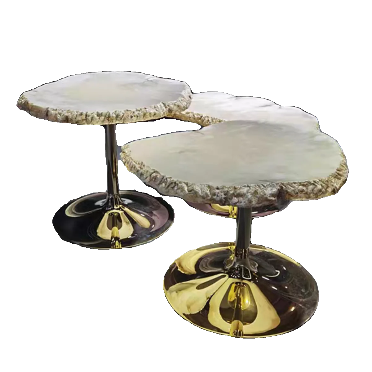 

Cloud coffee table special-shaped irregular marble stainless steel combination coffee table